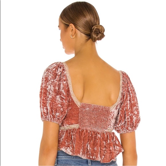 Free People Yours Truly Velvet Peplum boho blouse mauve NWT - Picture 3 of 11